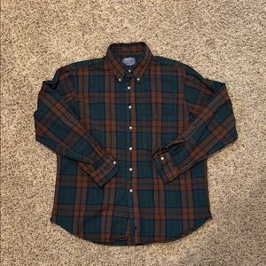 Vintage Pendleton Green and Brown Casual Button Down Shirt Classic Fit